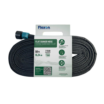 50ft Flat Soaker Hose by Flexon – 50 ft, Fabric, Black, Model WSFLATFAB50CN