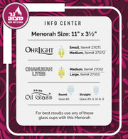 Ner Mitzvah Silver Wall Menorah, Holds Standard Oil Cups or Large Candles, 3 Inches