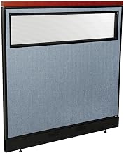 Global Industrial 48-1/4"W x 47-1/2"H Deluxe Office Partition Panel with Partial Window & Raceway, Blue