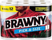 Brawny Pick-A-Size Paper Towels, 6 Double Rolls = 12 Regular Rolls, 2 Sheet Sizes (Half or Full), Strong Paper Towel For Everyday Use