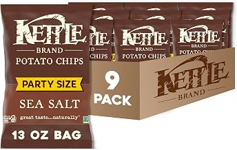 Kettle Brand Potato Chips, Sea Salt Kettle Chips, Party Size, 13 Oz (Pack of 9)
