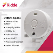 P3010H Worry-Free Hallway Smoke Alarm with Safety Light and 10 Year Sealed Battery by Kidde – Model 21010167