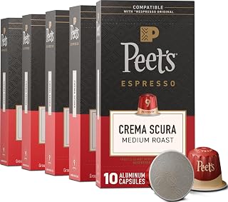 Peet's Coffee Espresso Capsules, Medium Roast, Crema Scura, 50 Count