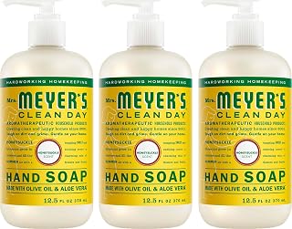 Mrs. MEYER'S CLEAN DAY Hand Soap, Honeysuckle Scent, 12.5 Fl Oz Bottle - 3 Pack | Moisturizing Liquid Hand Soap, Softens and Cleans Hands, Cruelty Free, Made with Essential Oils, Olive Oil, and Aloe Vera