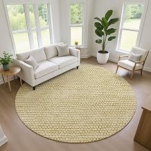 Addison Rugs Chantille ACN2719 Gold 8' x 8' Indoor/Outdoor, Machine Washable, Easy Clean, Non Shedding, Bedroom, Living Room, Dining Room, Kitchen, Patio Round Rug