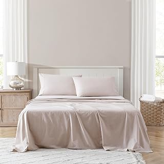 1888 Mills Easy Eco 3pc Sheet Set, 100% Bleach Safe, Benzoyl Peroxide Resistant, Sustainably Made, Lasting Quality, Melange Color, Durable Design, Twin - Tan.