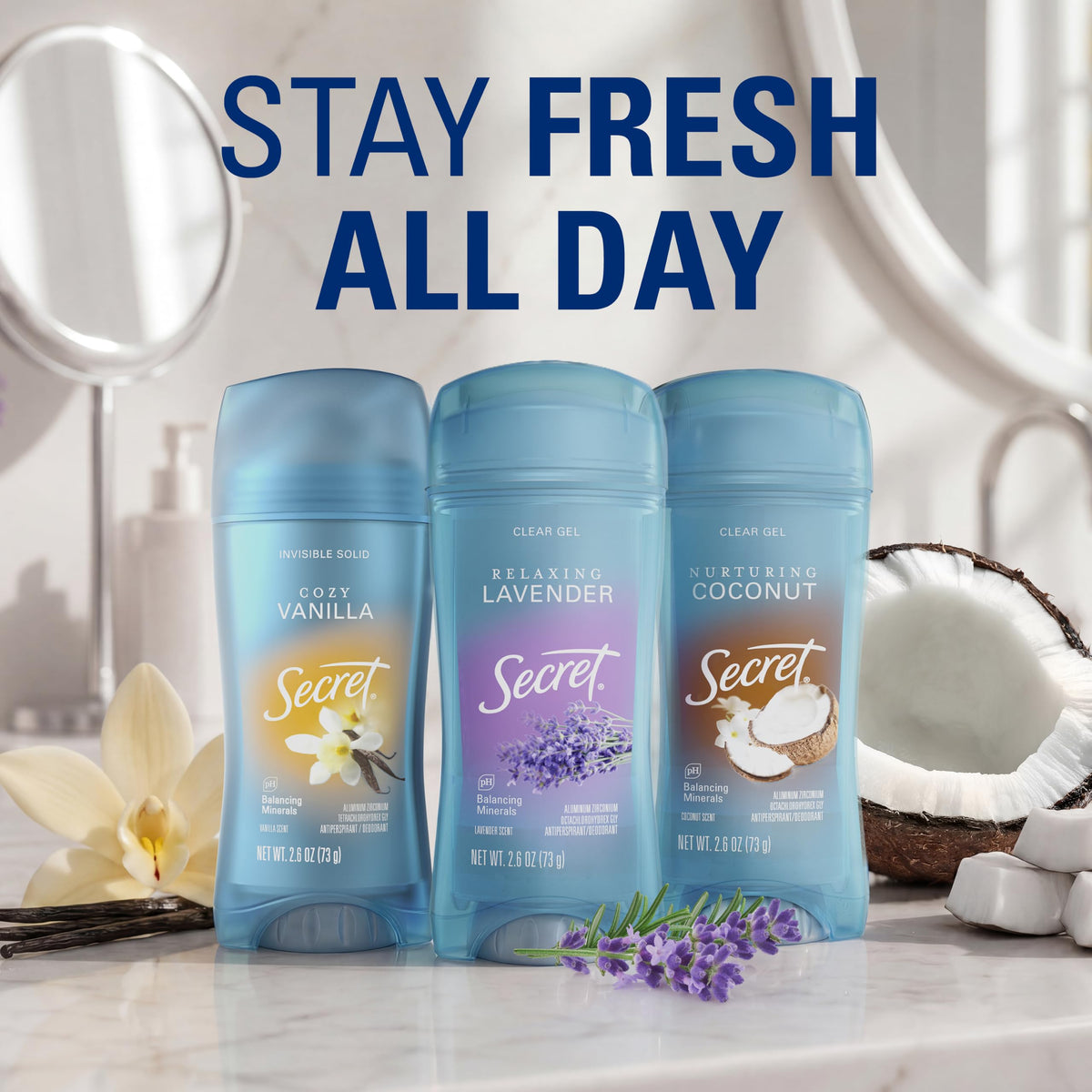 Secret Vanilla / 2.6 Ounce (Pack of 12) / 12 Antiperspirant Deodorant