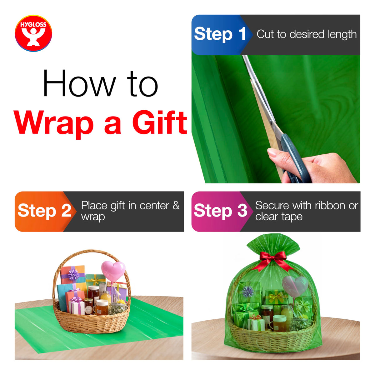 Products Roll Cellophane Wrap for Crafts by Hygloss – 1 Roll (Pack of 1), Cellophane, Green, Model 74103