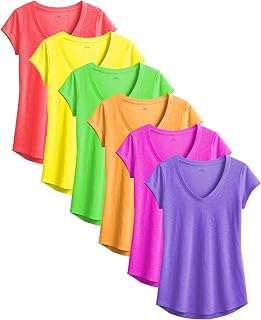 Women's V-Neck Short Sleeve Tops | Semi Sheer Slub Burnout Fabric Workout T Shirts | Multi Packs & Colors