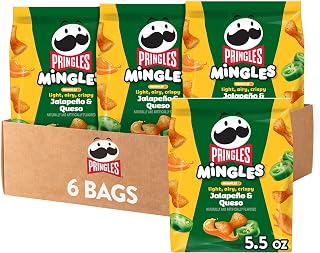 Pringles Mingles Puffed Snacks, Jalapeno and Queso, Salty Snacks (6 Bags)