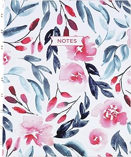 Blueline® NotePro™ Fashion Hard Cover Notebook, Index System, Gold Twin-Wire Binding, 192 Pages, 9.25" x 7.25", Tranquil Blooms (A9C.01)