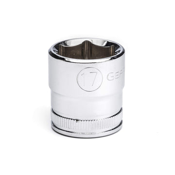 3/8" Drive Standard Metric Socket 17mm by GEARWRENCH – 0.984 in, Alloy Steel, Full Polish Chrome, Model 80385