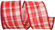 Reliant Ribbon 92684W-065-40F Plaid Prime Value Wired Edge Ribbon, 2-1/2 Inch X 10 Yards, Red