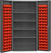 Bin Cabinet by Durham – One Size, Alloy Steel, Red, Model DC-DLP-96-4S-1795