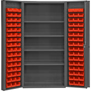 Bin Cabinet by Durham – One Size, Alloy Steel, Red, Model DC-DLP-96-4S-1795
