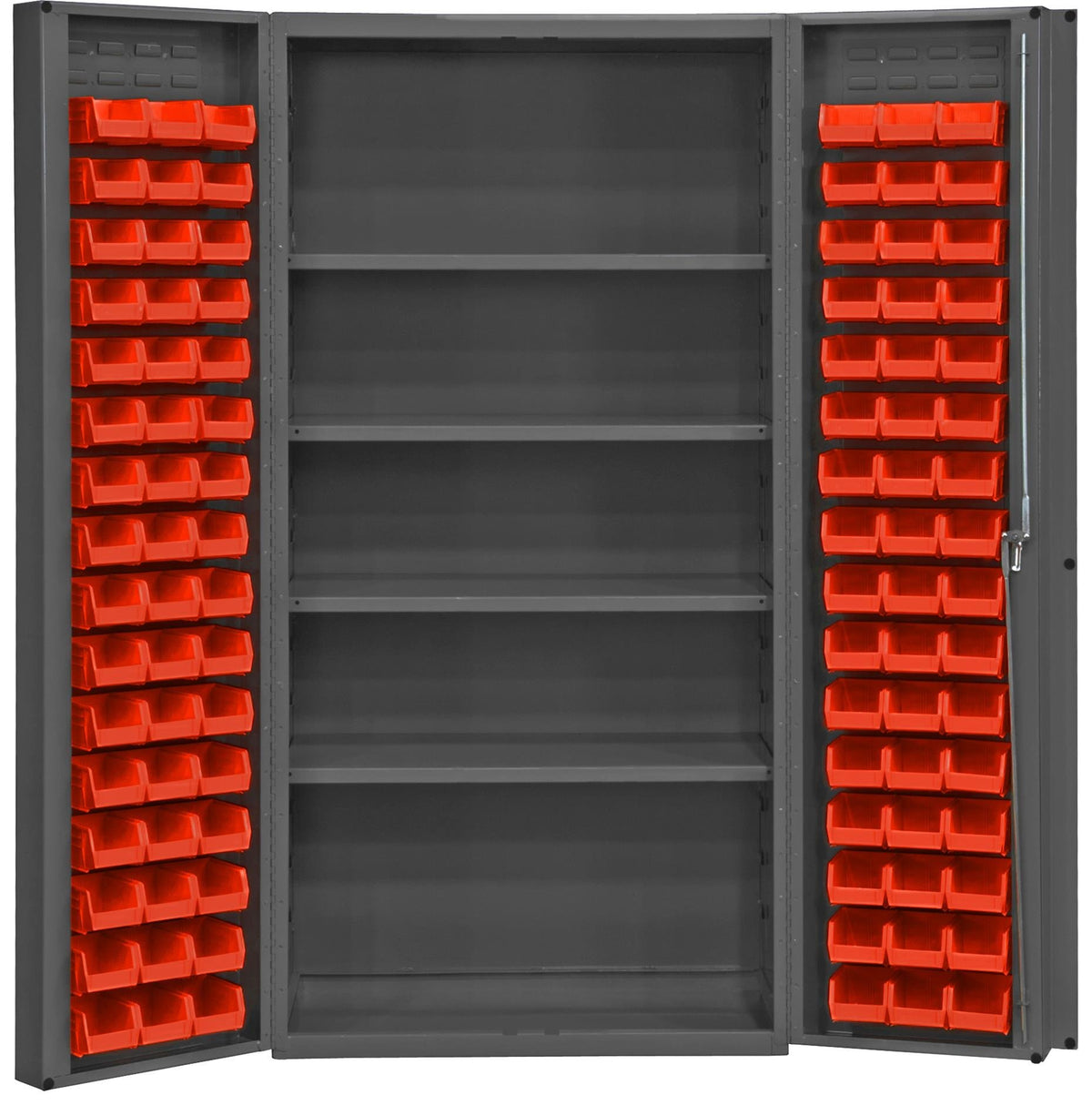 Bin Cabinet by Durham – One Size, Alloy Steel, Red, Model DC-DLP-96-4S-1795