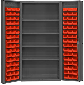 Bin Cabinet by Durham – One Size, Alloy Steel, Red, Model DC-DLP-96-4S-1795