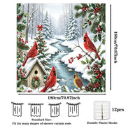 Visstree Shower Curtain, Red Cardinal Winter Scene, 71x71 Inch