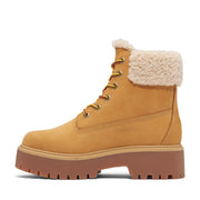 Women's Stone Street Mid Warm Lined Waterproof Boot by Timberland – 5.5, Leather, Wheat Nubuck