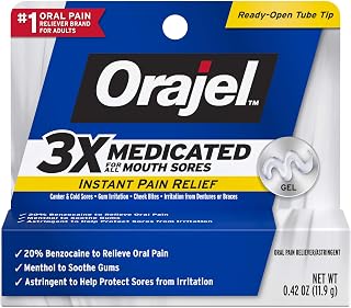 Orajel 3X Mouth Sores Medicated Pain Relief Gel, Extra Strength, 0.42 Oz