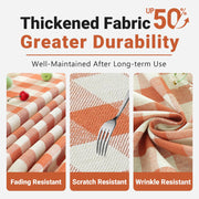 Laolitou Checkered Round Tablecloth, 60 Inch with Tassels, Orange