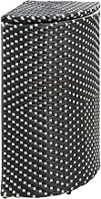 happimess Chloe 10 Gal Wicker Corner Outdoor Trash Can, Dark Navy/White