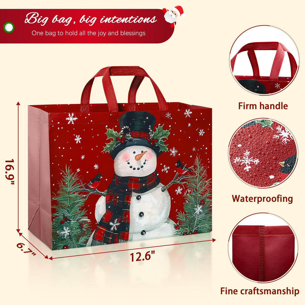 STYPOP Christmas Gift Bags, Extra Large 17 Inch Totes, Set of 12 in Red Green Brown White