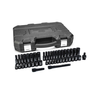 44 Pc 3/8" Dr 6 Pt Std/Deep Impact SAE/mm Socket Set by GEARWRENCH – SAE/Metric, Chrome Molybdenum Steel, Model 84916N