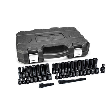 44 Pc 3/8" Dr 6 Pt Std/Deep Impact SAE/mm Socket Set by GEARWRENCH – SAE/Metric, Chrome Molybdenum Steel, Model 84916N
