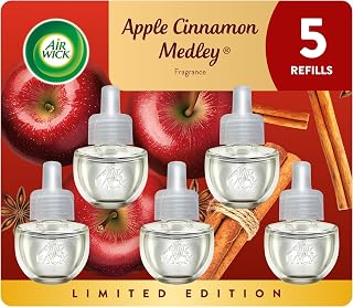 Air Wick Plug in Scented Oil Refill, Apple Cinnamon Medley, 5ct, Air Freshener, Essential Oils