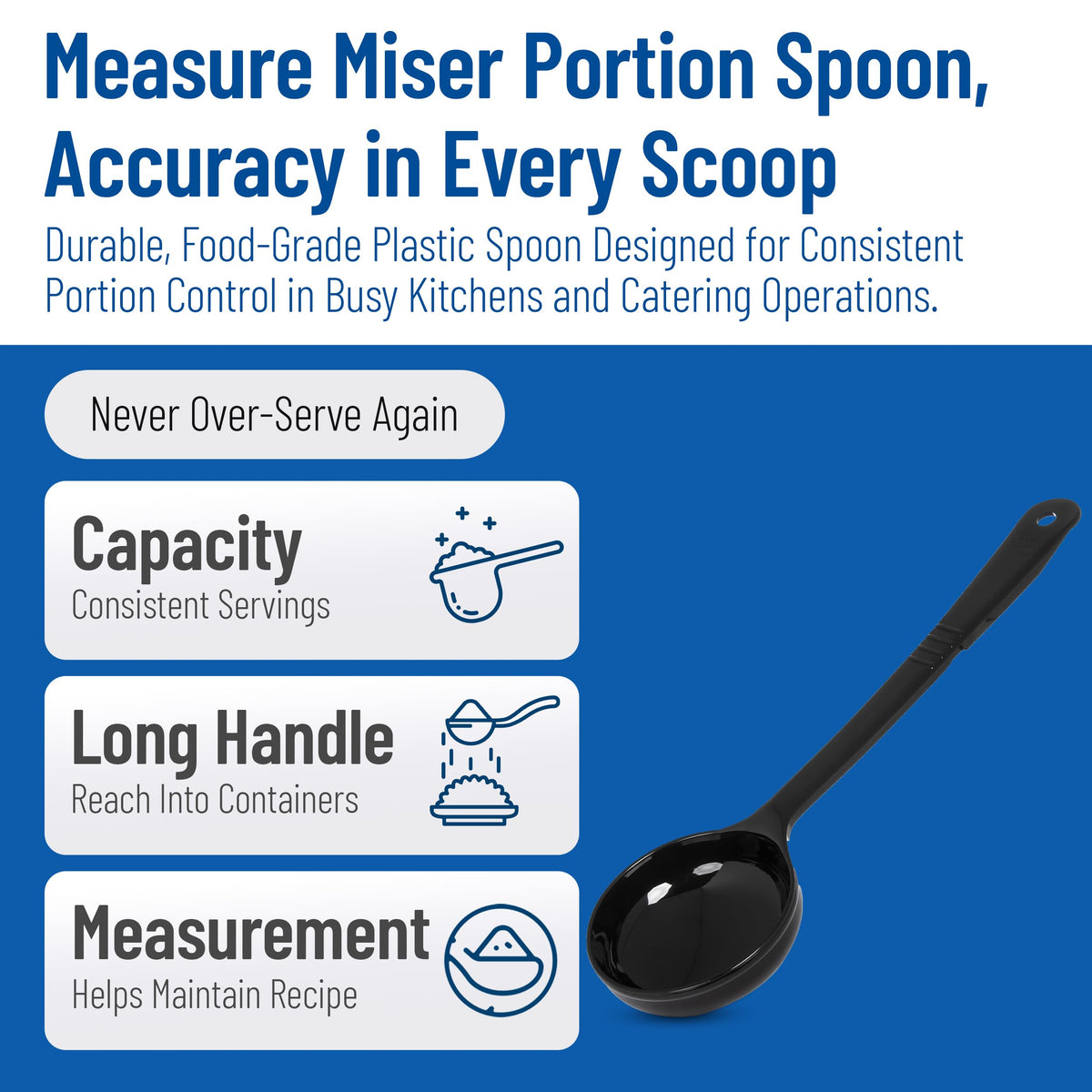 6 Oz Solid Portion Control Spoon by Carlisle FoodService Products – 6 Ounces, Plastic, Black, Model 399003