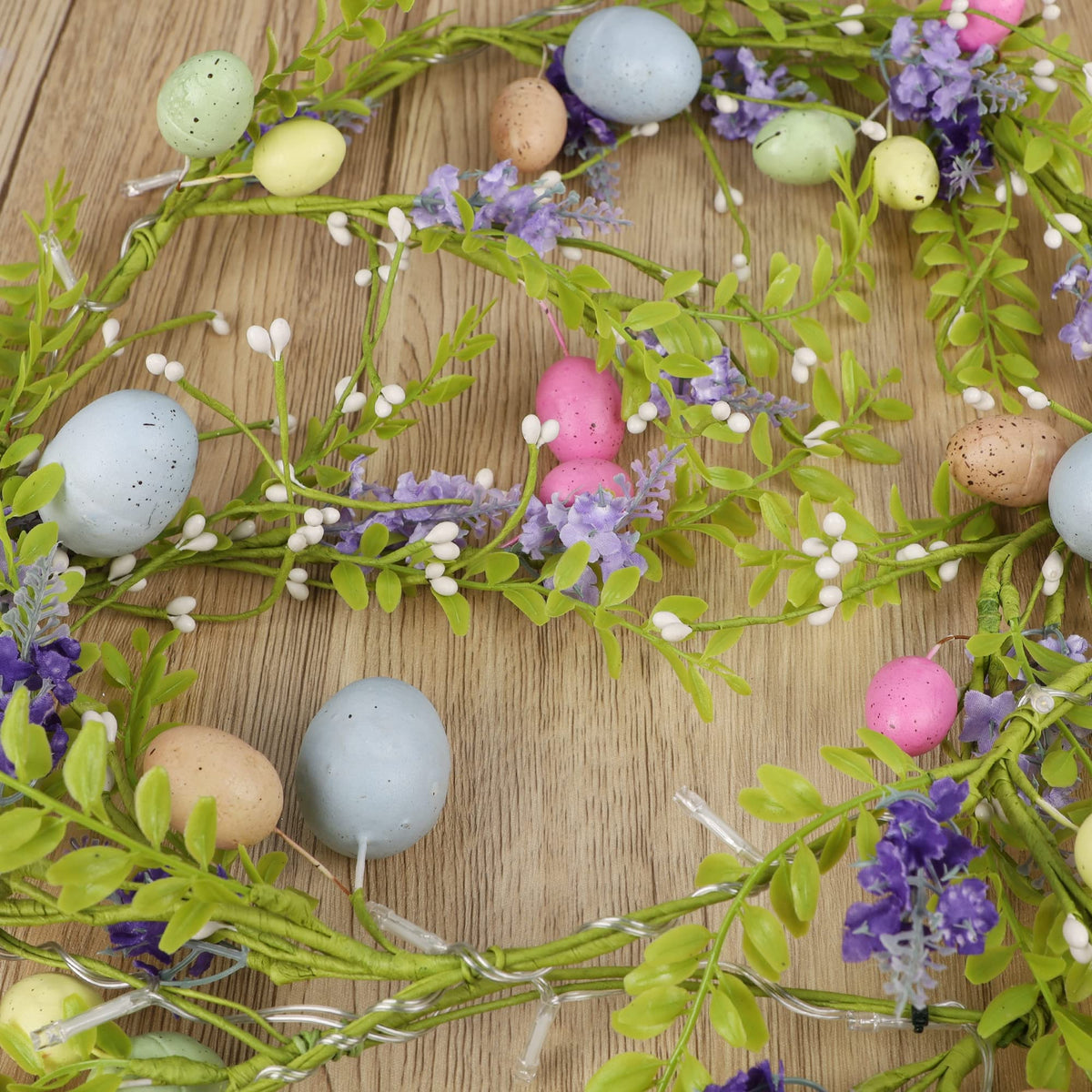 6 FT Easter Decorations for Home Lighted Easter Garland Artificial Egg Garlands with 20 LED Lights & Timer Spring Decor for Mantle Fireplace Table Door by DR.DUDU – Model gl-01