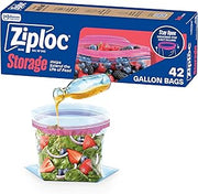 Ziploc Gallon Food Storage Bags, Stand-Up Bottom, Easy to Fill, 42 Count (Pack of 9)