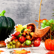 Amyhill Thanksgiving Cornucopia Centerpiece, Wood Fruit Design, 13.39 x 5.12 Inch