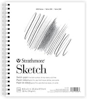 Strathmore 200 Series Sketch Pad, 8.5x11 inch, 100 Sheets, Side Wire - Artist Sketchbook for Drawing, Illustration, Art Class Students
