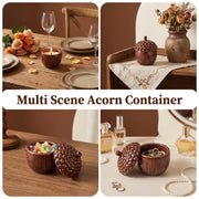 Masney Ceramic Acorn Jar with Lid, 2.55 Inch Diameter, Brown