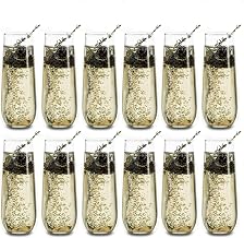 Libbey Stemless Champagne Flute Glasses, 8.5-ounce, Set of 12