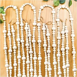 4PCS Wood Beads Garland, 28.8 Feet Christmas Tree Decoration