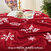 Bedelite Christmas Throw Blanket, Snowflake Pattern, Red, 50x60 Inches