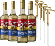 Torani Pistachio Coffee Syrup for Drinks & Desserts, Glass Bottle 4-Pack, Pumps Included, 25.4 Fl Oz Each