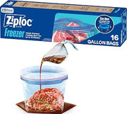 Ziploc Gallon Food Storage Freezer Bags, Stand-Up Bottom, Easy to Fill, 16 Count