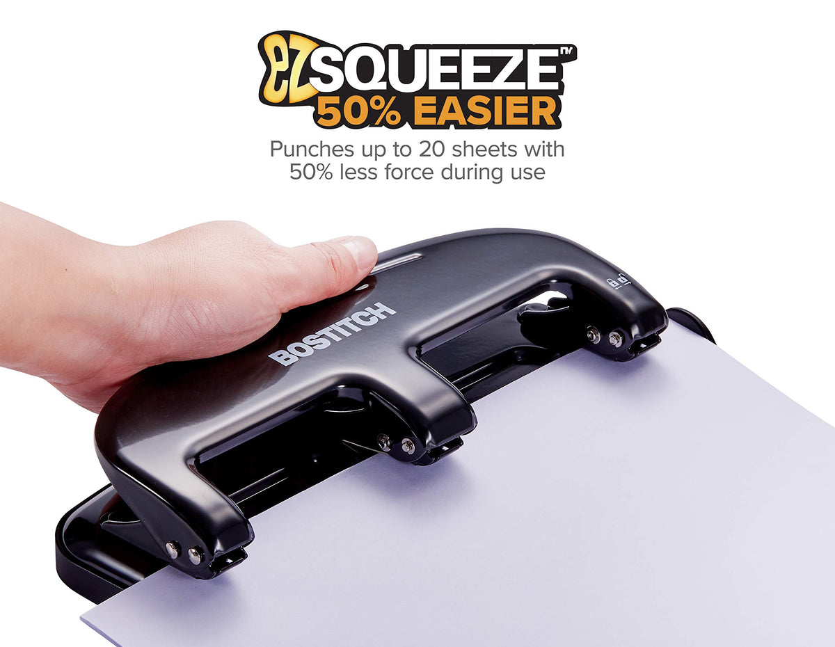 Office EZ Squeeze 20 Sheet Standard 3 Hole Punch by Bostitch – Metal