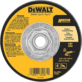 DEWALT DW8435 4-1/2-Inch by 1/8 Inch by 5/8-Inch -11 Pipeline Cutting/Grinding Wheel