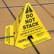 Trilingual "Do Not Stack" Printed Pallet Cones by Global Industrial – 8 x 8 x 10, Corrugated Cardboard, Yellow, Model 412402