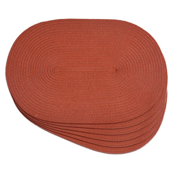 Noctiflorous Oval Woven Placemats, Set of 6, Rust Orange