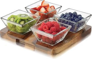 Libbey 5 Piece Acacia Wood Relish Set, Clear