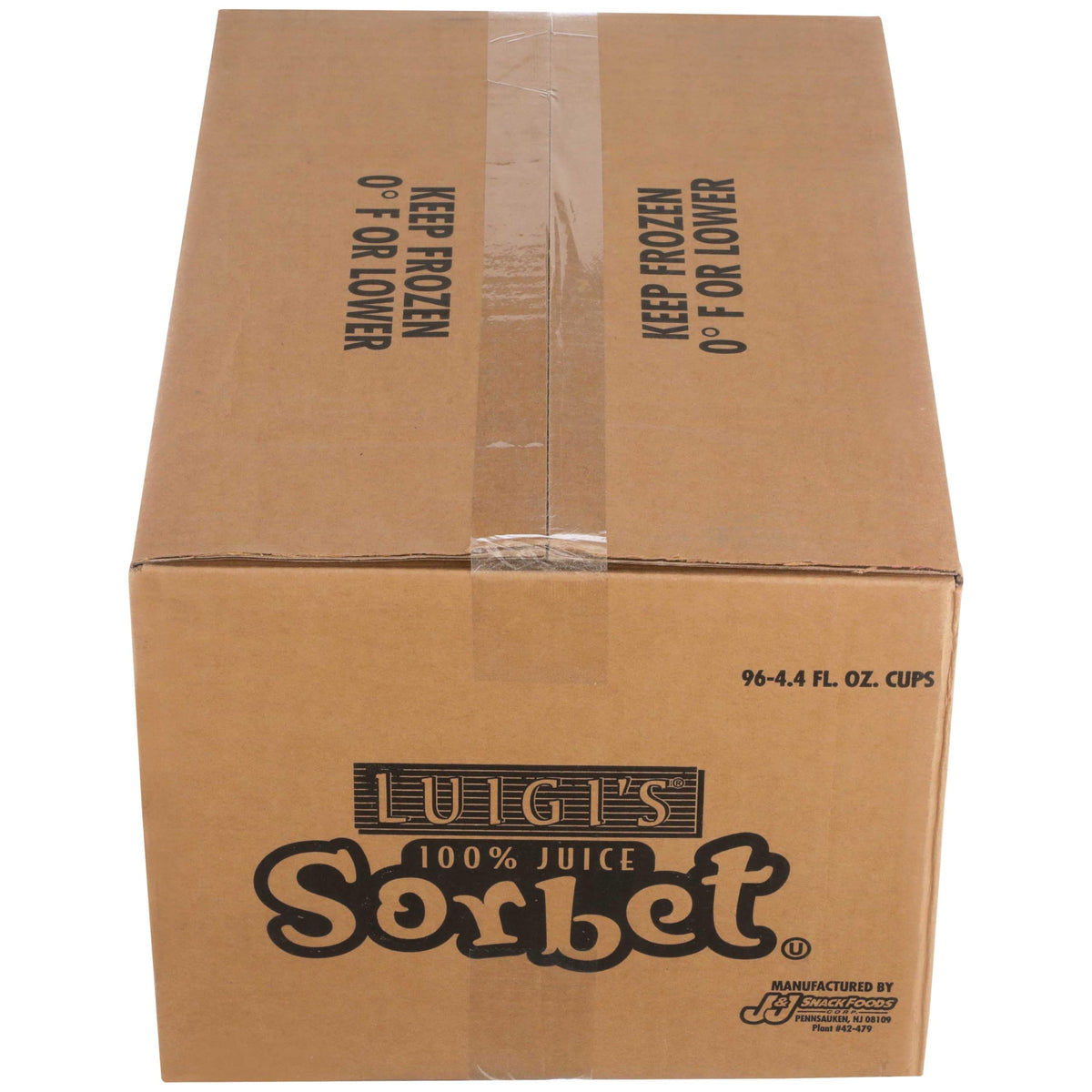 Luigis No Sugar Added Orange Sorbet Cup by J and J Snack Foods – 384 Fl Oz, Pack of 96