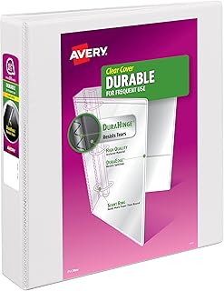 Avery Durable View 3 Ring Binder, 1.5" Slant Rings, 1 White Binder