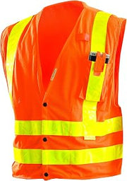 OccuNomix LUX-SSLDMS-O3X Class 2 High Visibility Premium Mesh Gloss Snap Vest, 3X-Large, Orange