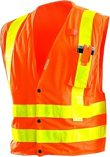 OccuNomix LUX-SSLDMS-O3X Class 2 High Visibility Premium Mesh Gloss Snap Vest, 3X-Large, Orange